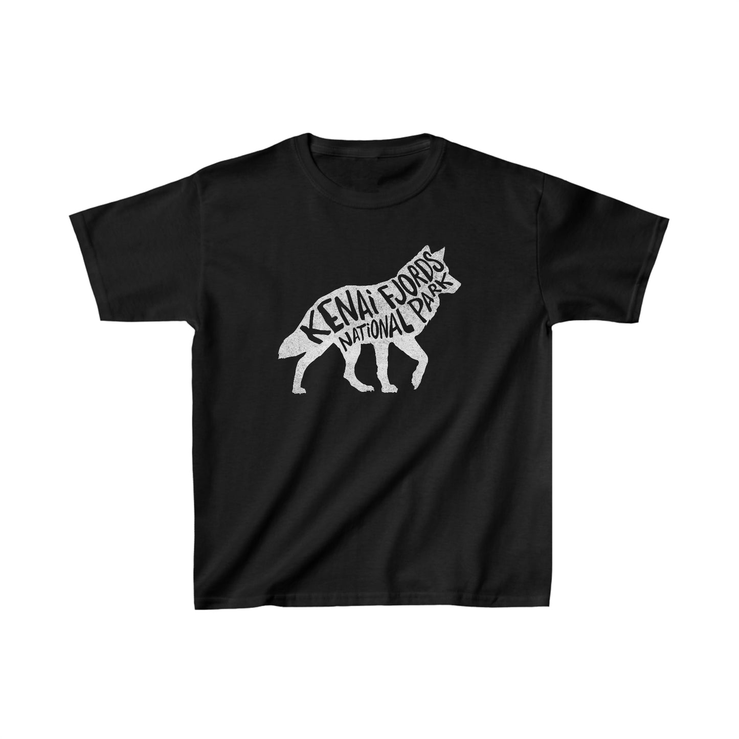 Kenai Fjords National Park Child T-Shirt - Wolf Chunky Text