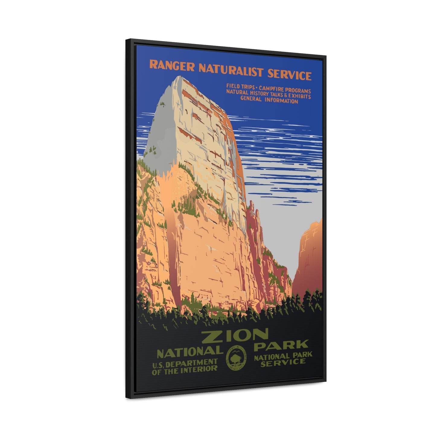 Zion National Park Framed Canvas - WPA Poster
