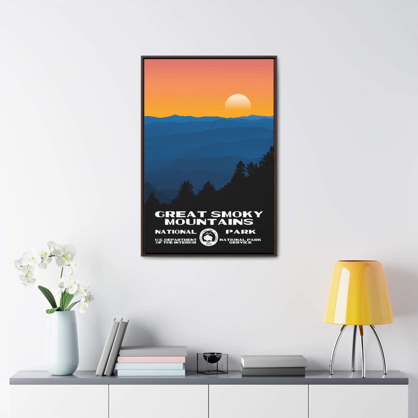 Great Smoky Mountains National Park Framed Canvas - WPA Poster