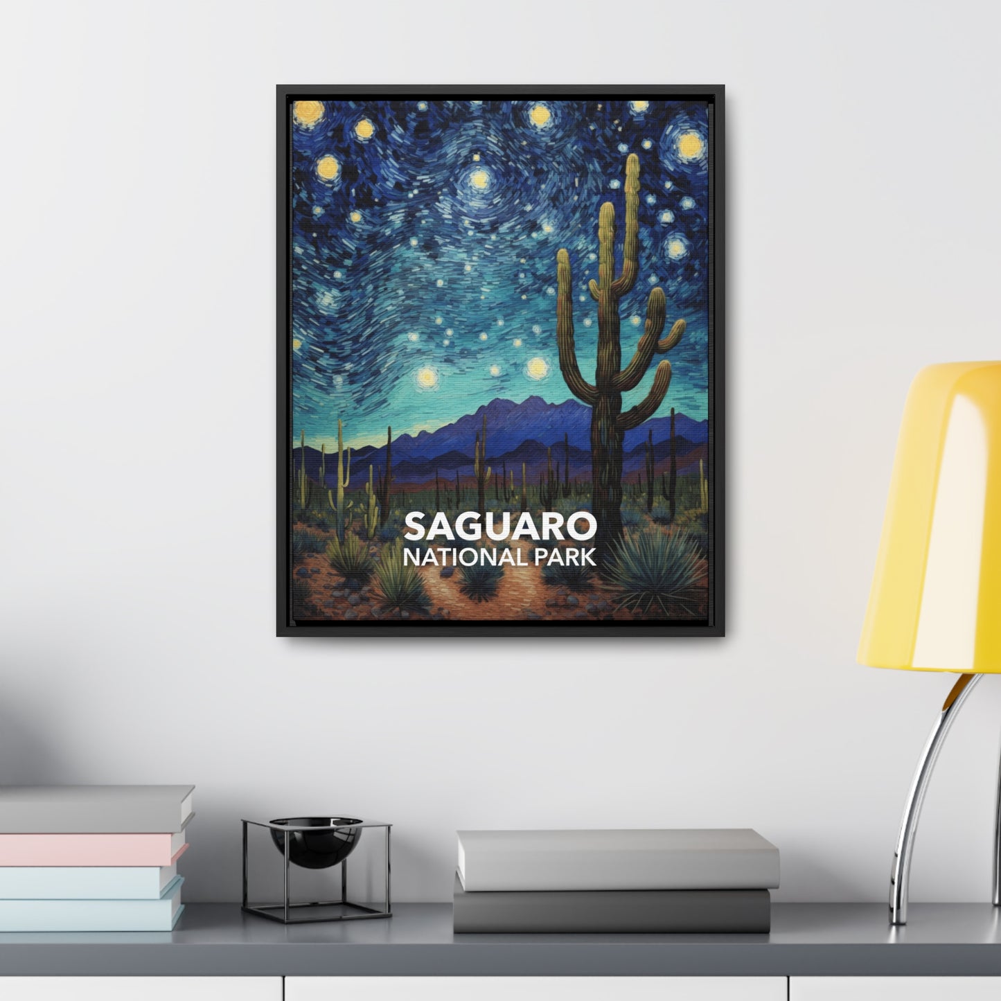Saguaro National Park Framed Canvas - The Starry Night