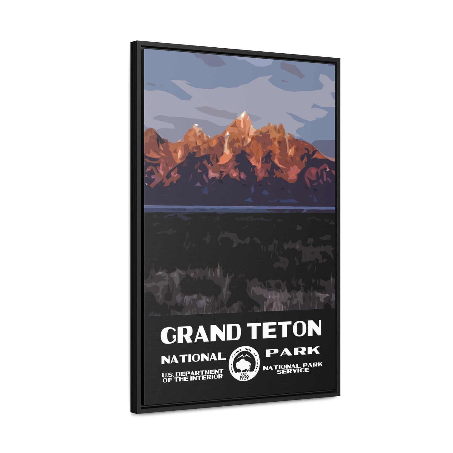 Grand Teton National Park Framed Canvas - WPA Poster