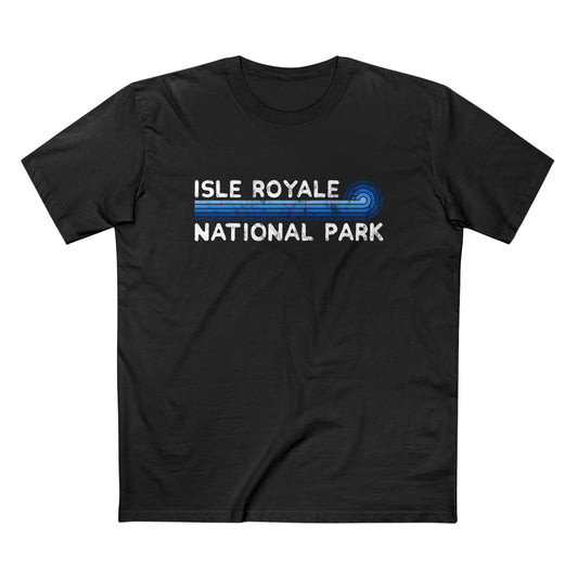 Isle Royale National Park T-Shirt - Blue Vintage Stretched Sunrise