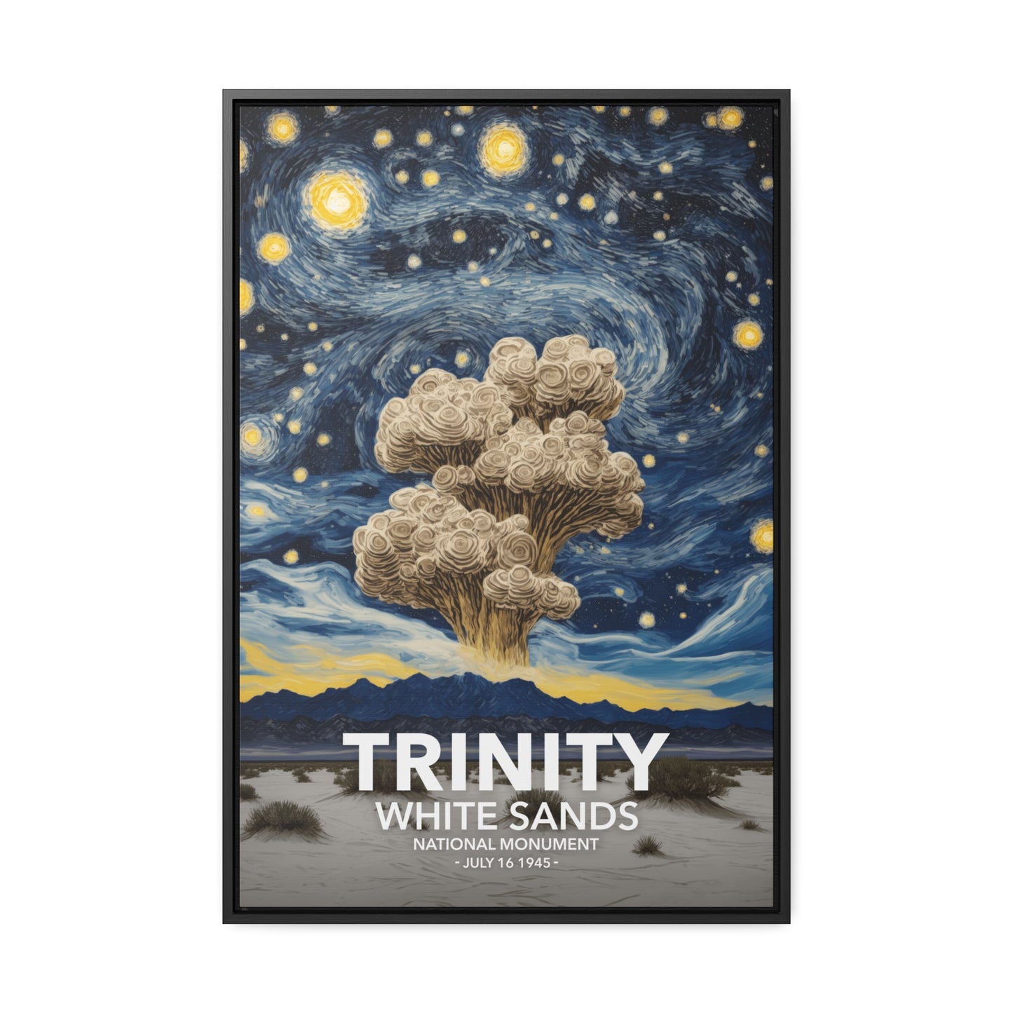 White Sands National Monument Framed Canvas - The Starry Night Trinity Test