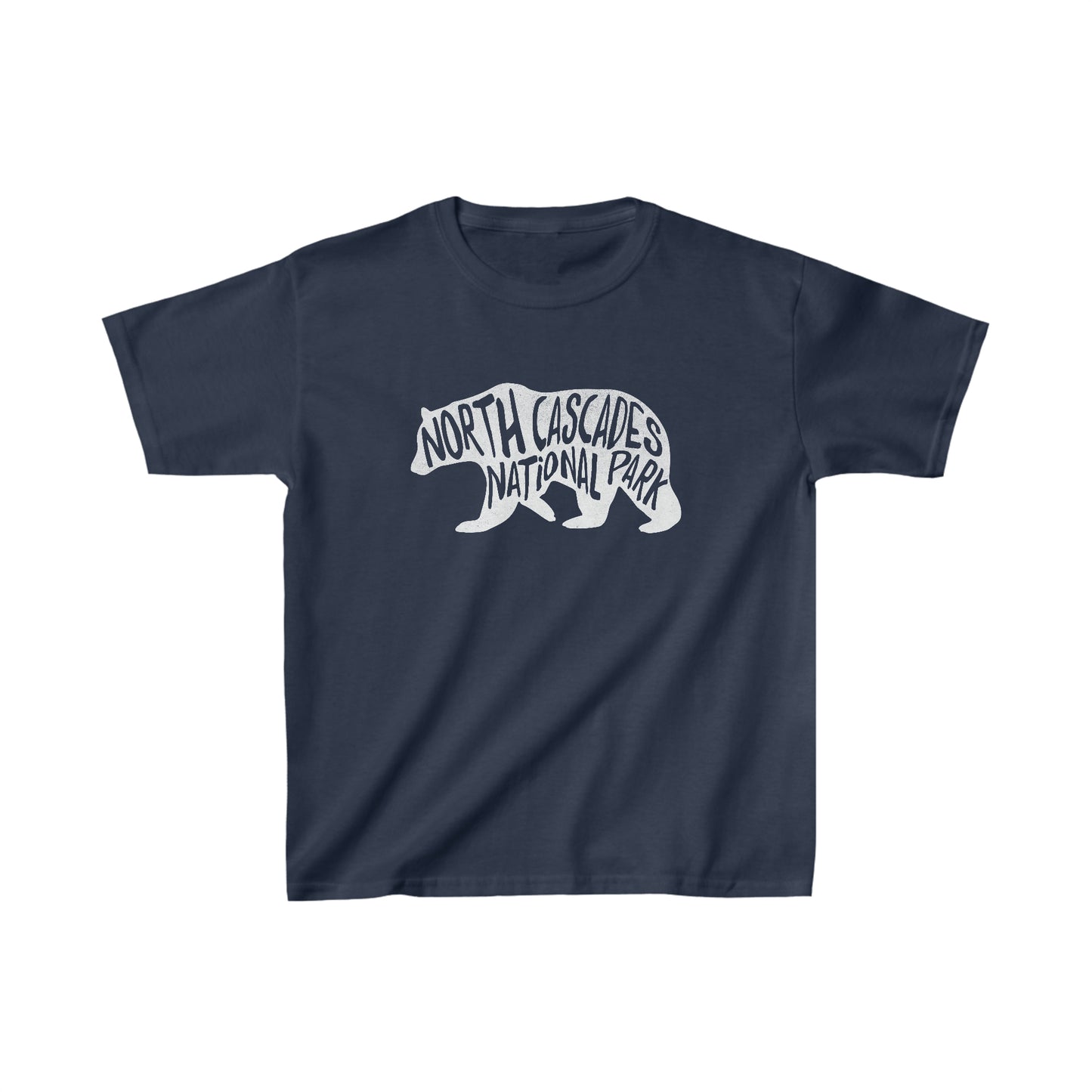 North Cascades National Park Child T-Shirt - Black Bear Chunky Text