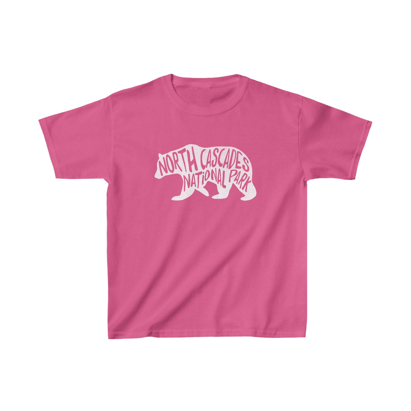 North Cascades National Park Child T-Shirt - Black Bear Chunky Text