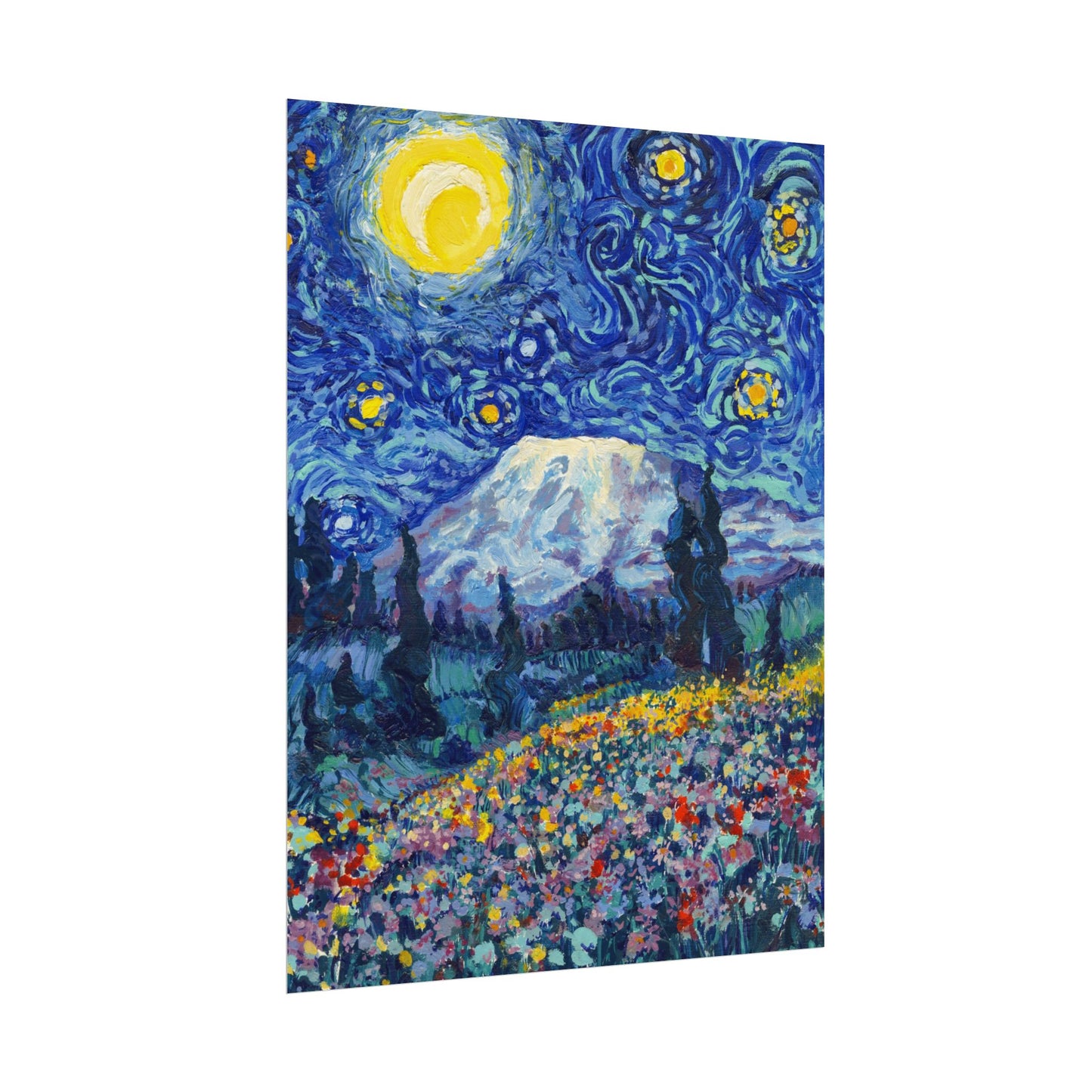 Mount Rainier National Park Starry Night Poster - Premium Textured Paper