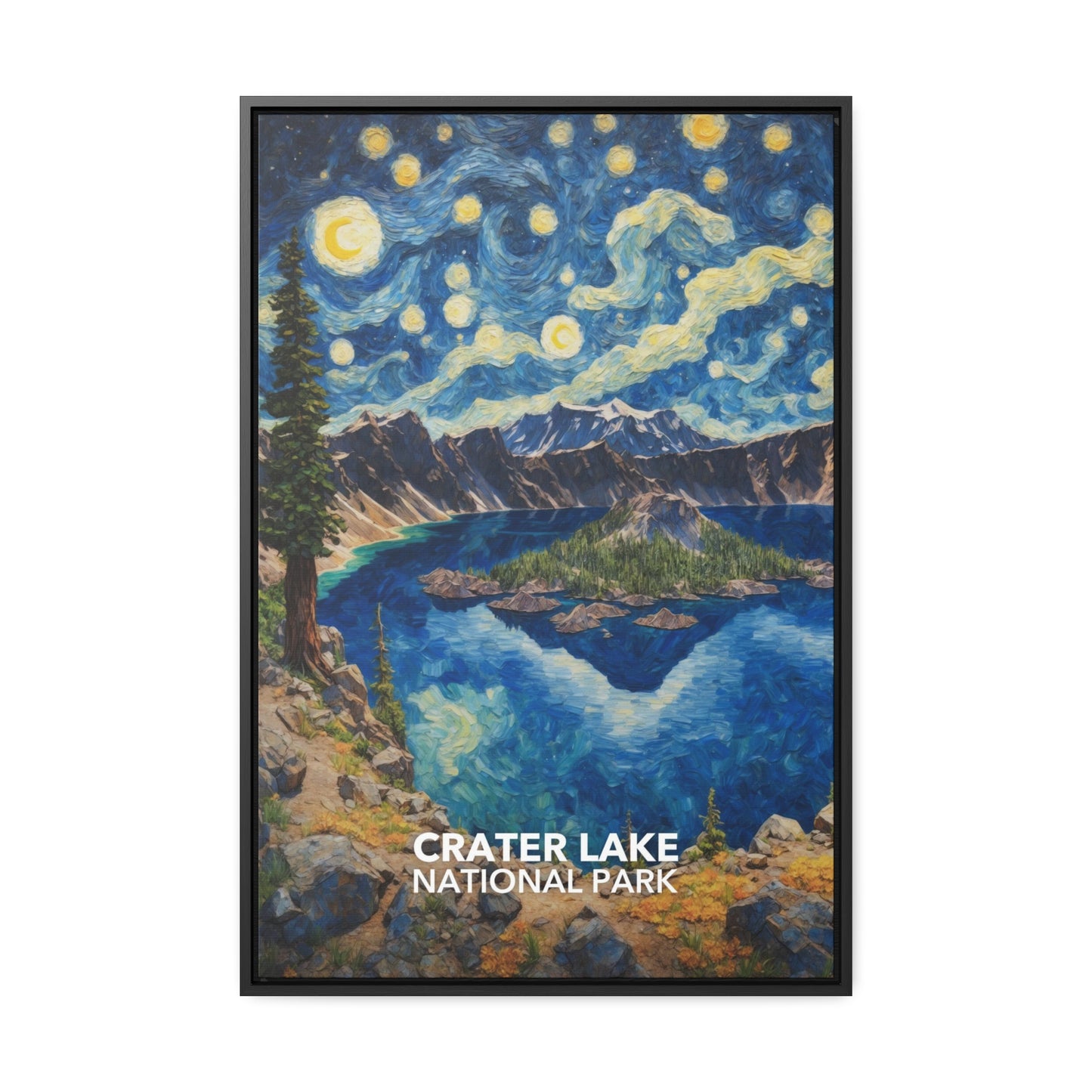 Crater Lake National Park Framed Canvas - The Starry Night