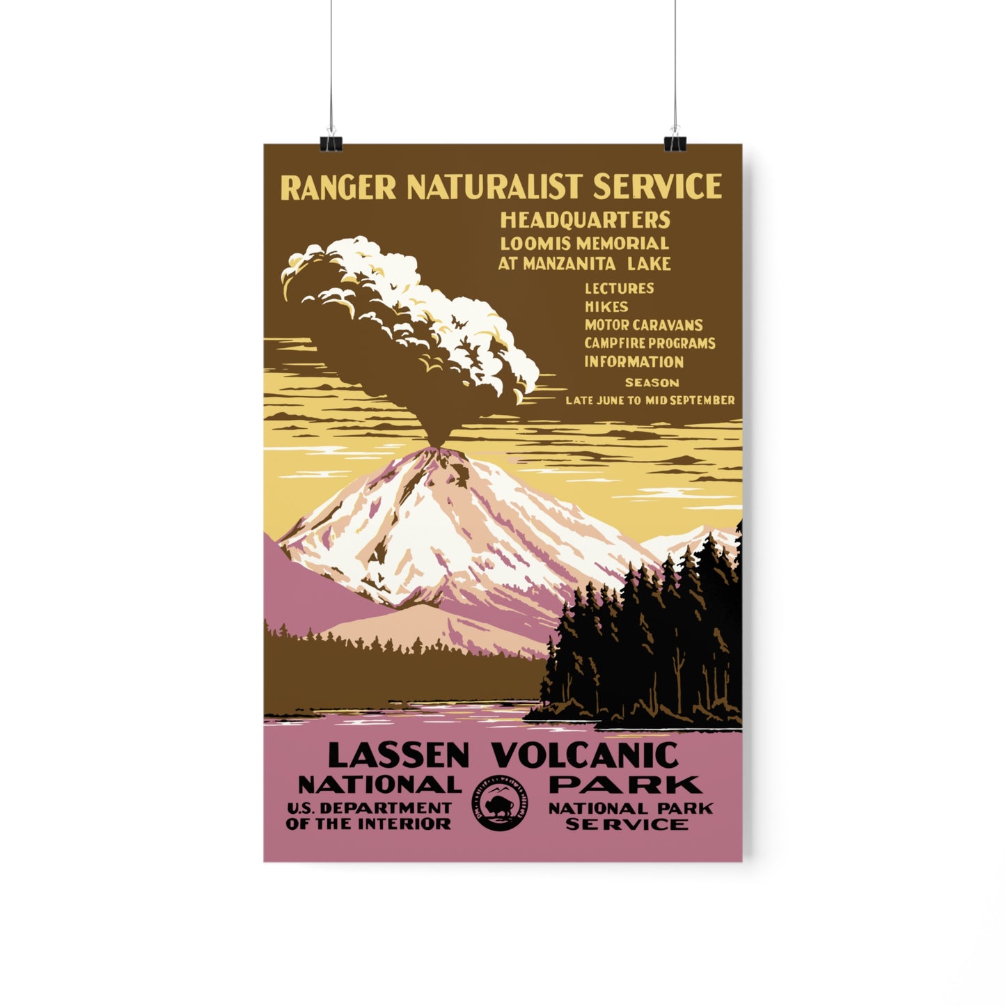 Lassen Volcanic National Park Poster - Vintage WPA Design