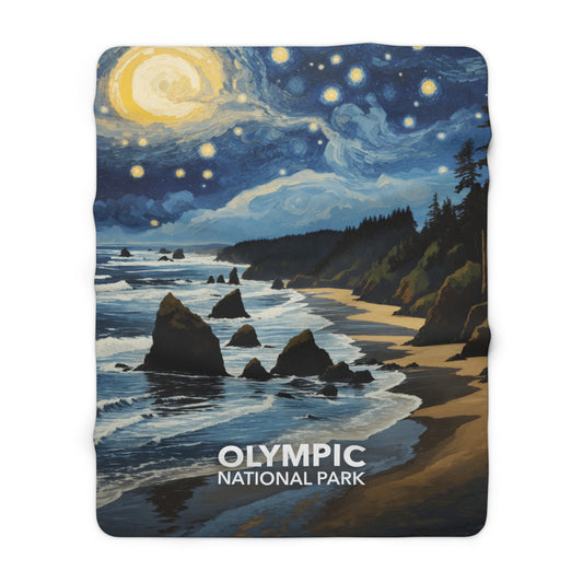 Olympic National Park Sherpa Blanket - The Starry Night