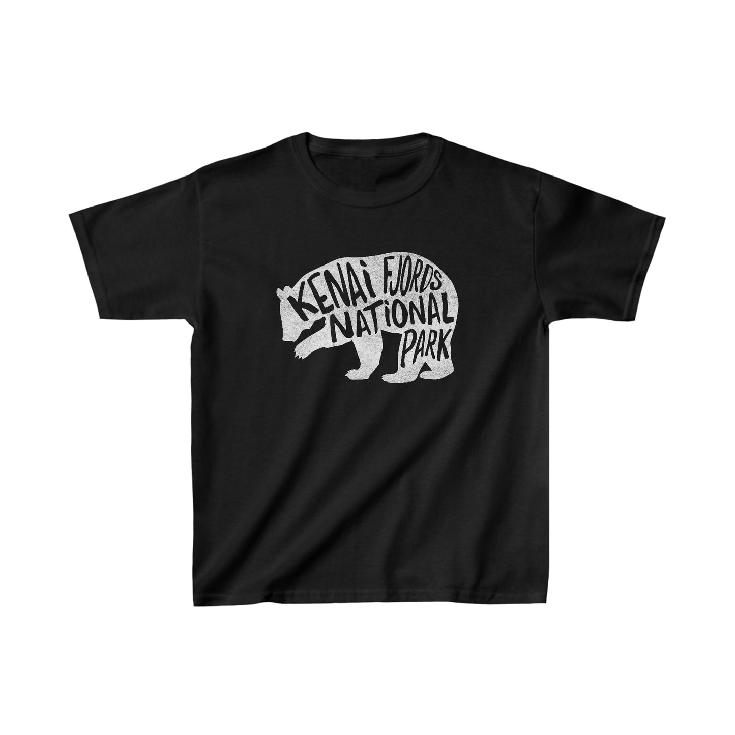 Kenai Fjords National Park Child T-Shirt - Grizzly Bear Chunky Text