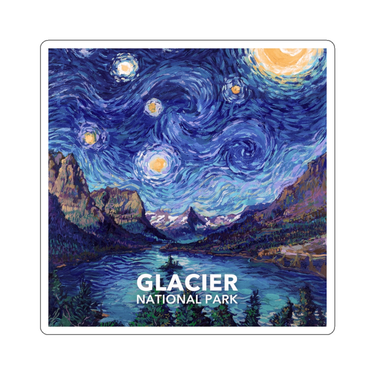 Glacier National Park Sticker - Starry Night