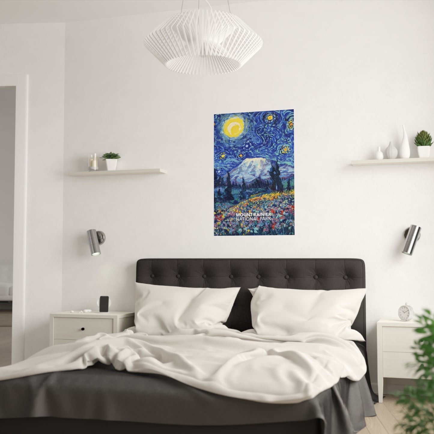 Mount Rainier National Park Poster - Starry Night