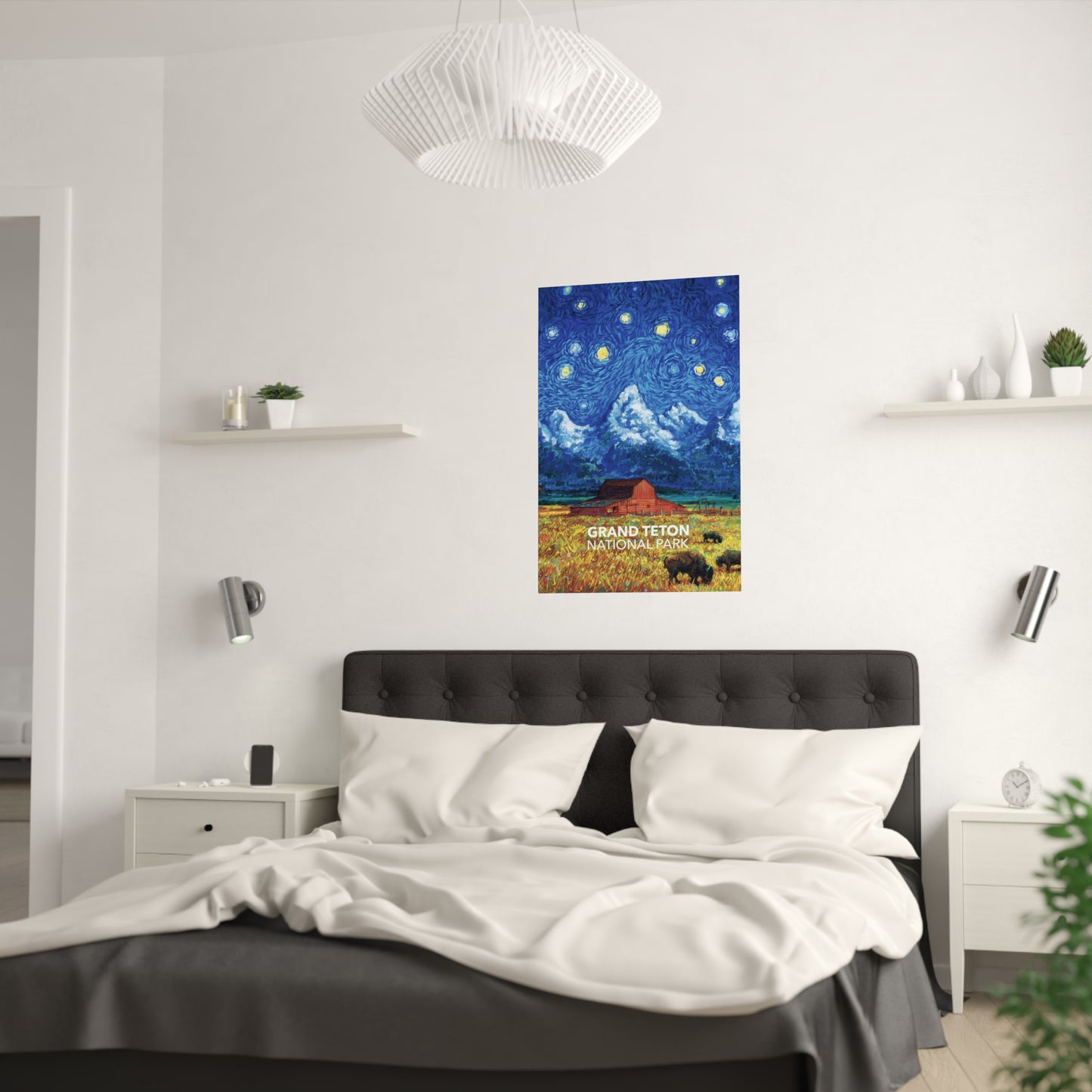 Grand Teton National Park Poster - Starry Night