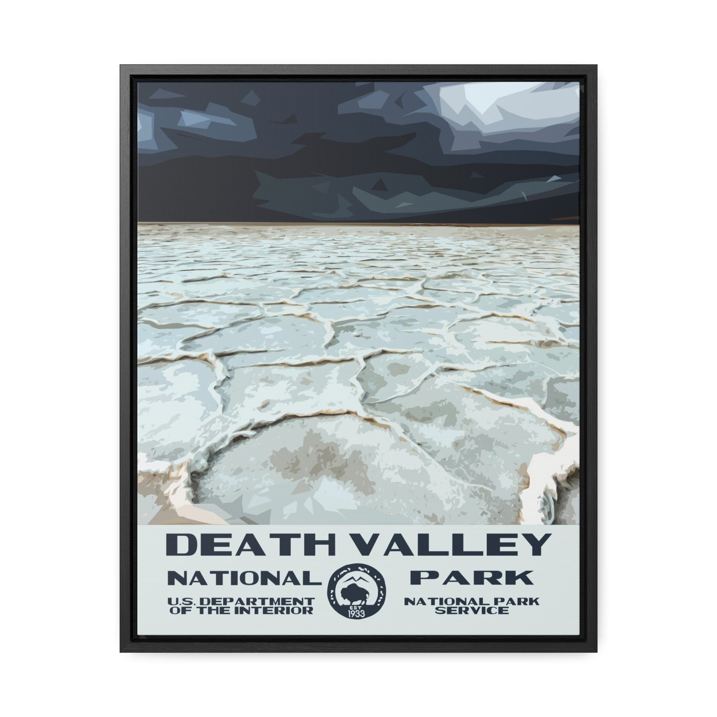 Death Valley National Park Framed Canvas - WPA Poster Badwater Basin