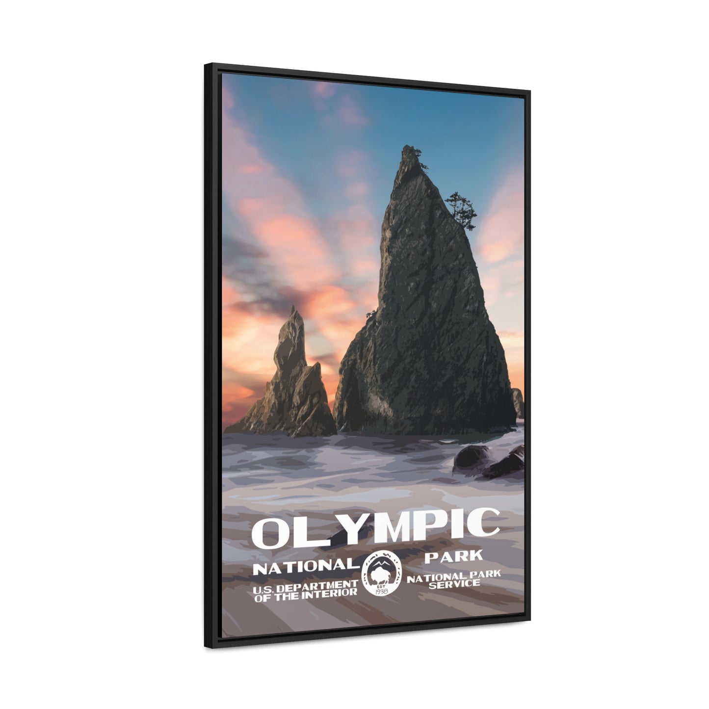 Olympic National Park Framed Canvas - WPA Poster