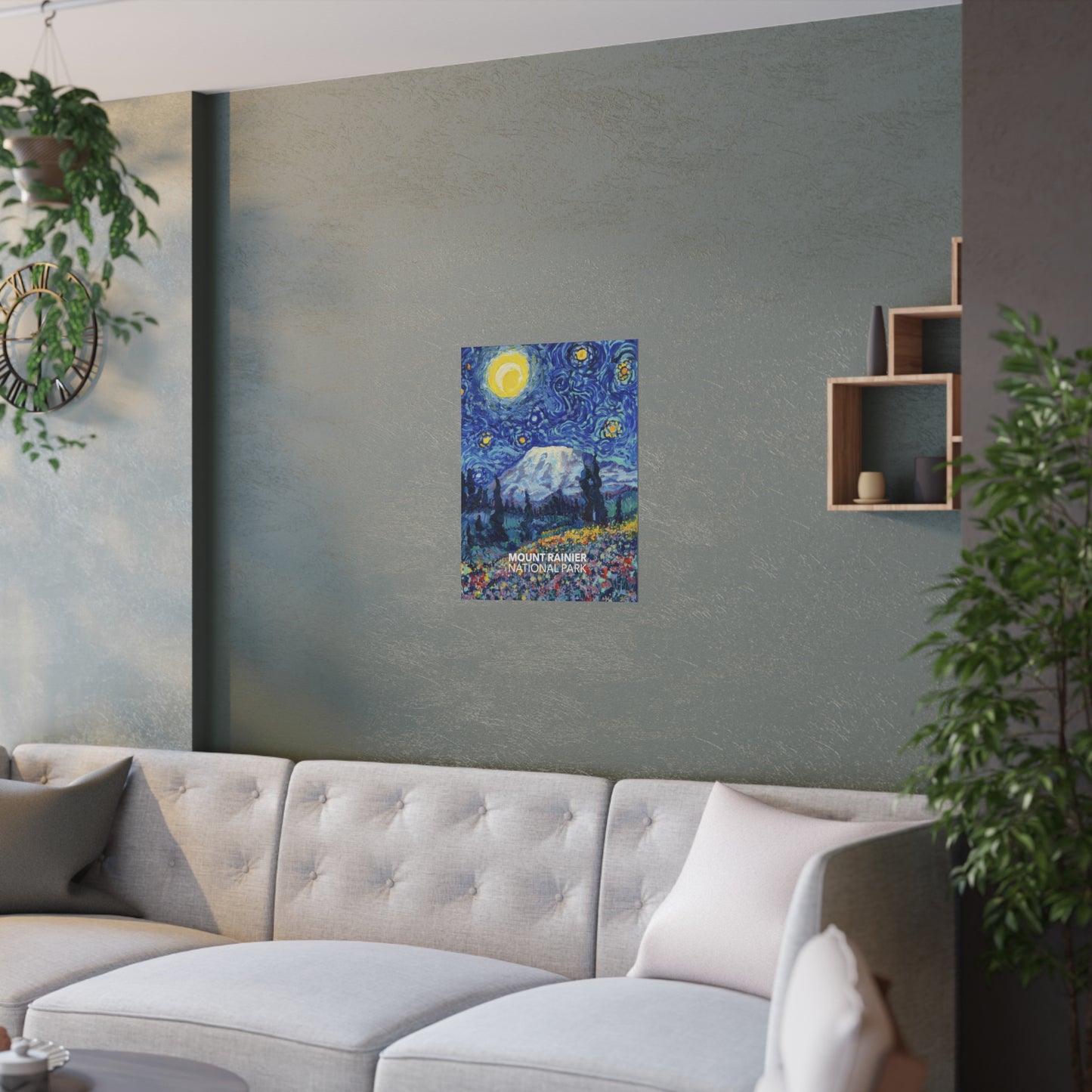 Mount Rainier National Park Poster - Starry Night