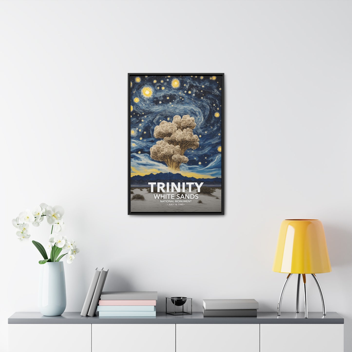 White Sands National Monument Framed Canvas - The Starry Night Trinity Test