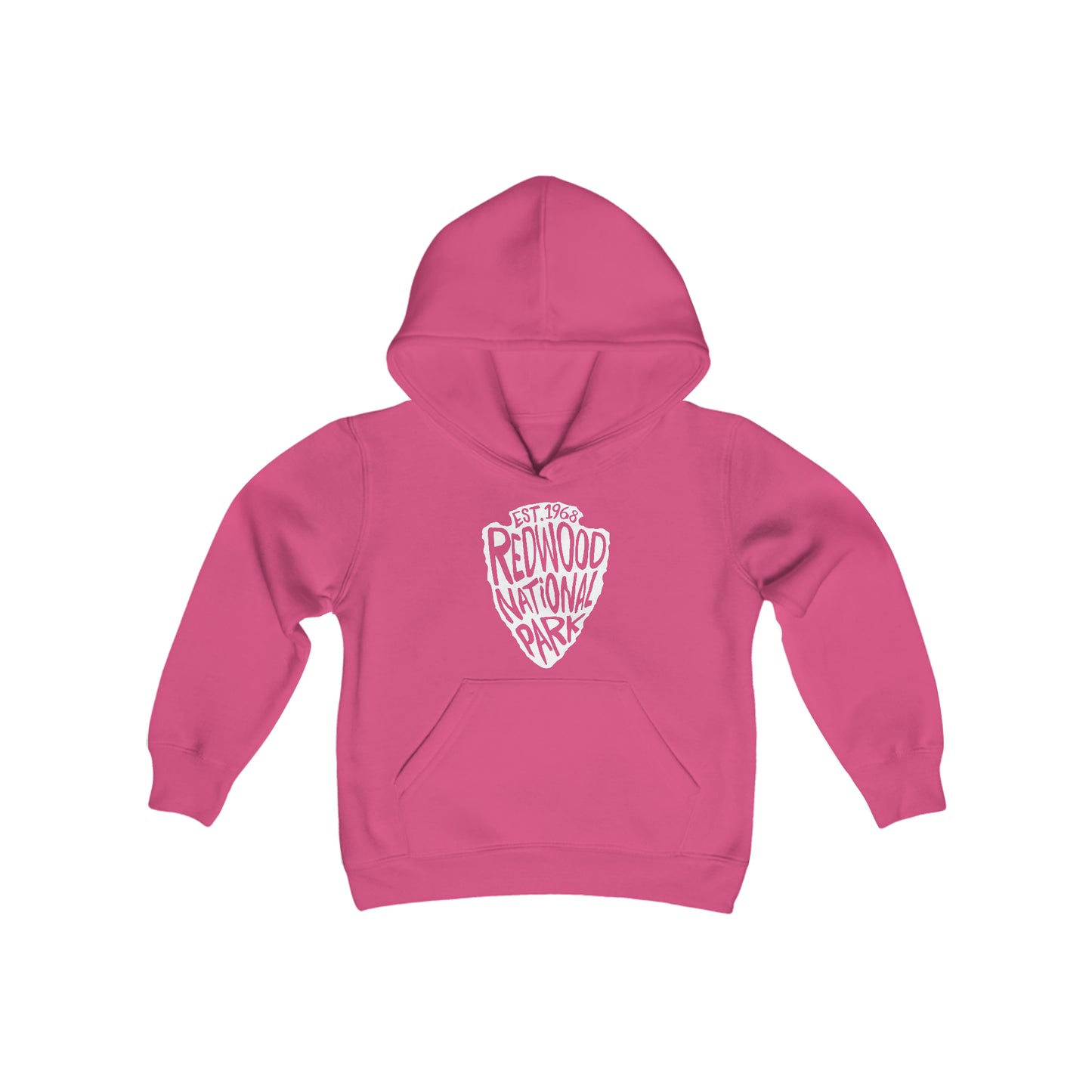 Redwood National Park Kids Hoodie - Arrowhead Chunky Text