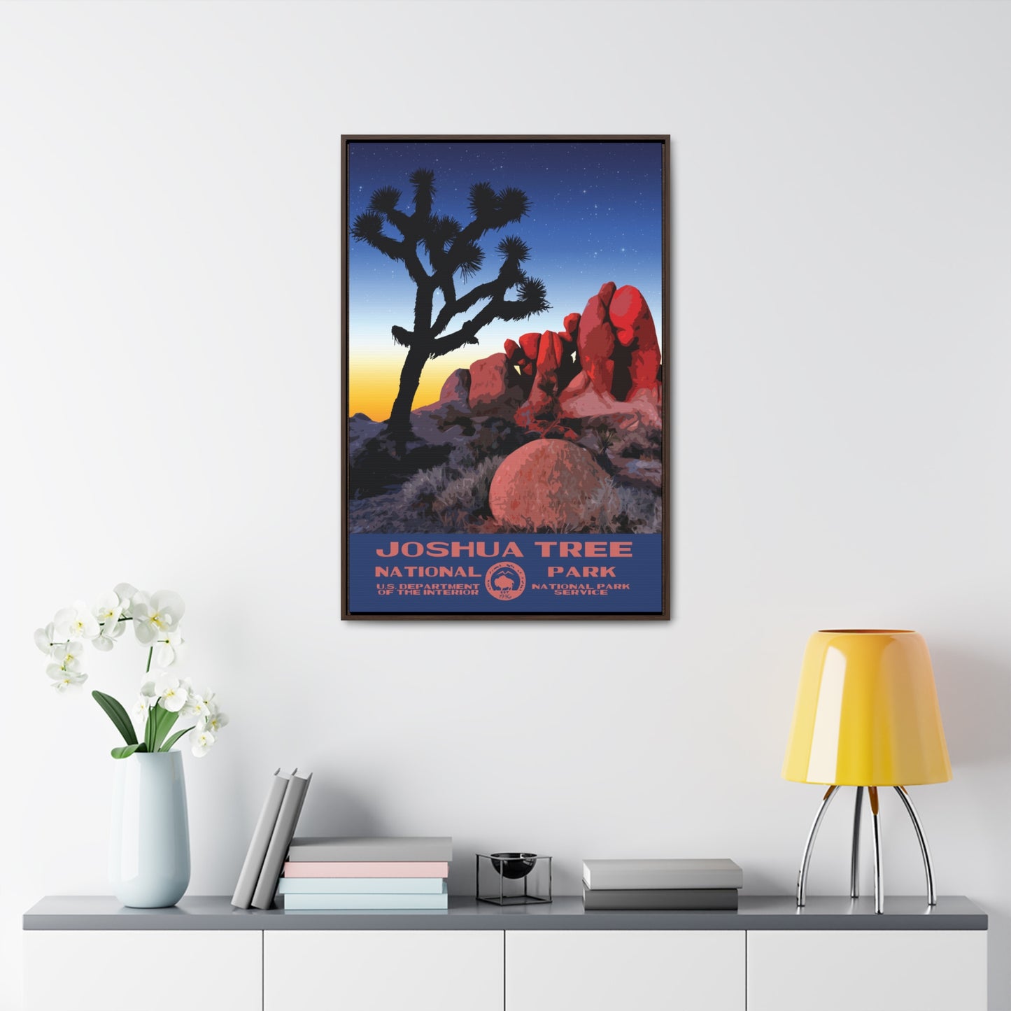 Joshua Tree National Park Framed Canvas - WPA Poster Sunset