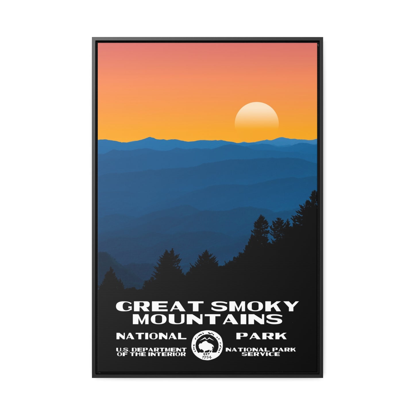 Great Smoky Mountains National Park Framed Canvas - WPA Poster