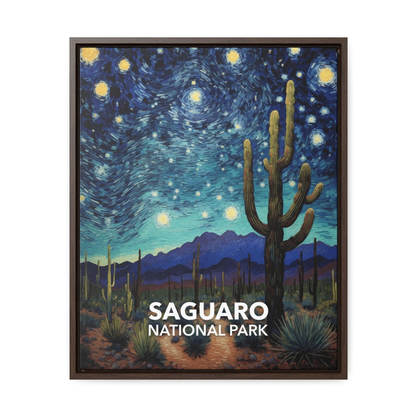 Saguaro National Park Framed Canvas - The Starry Night