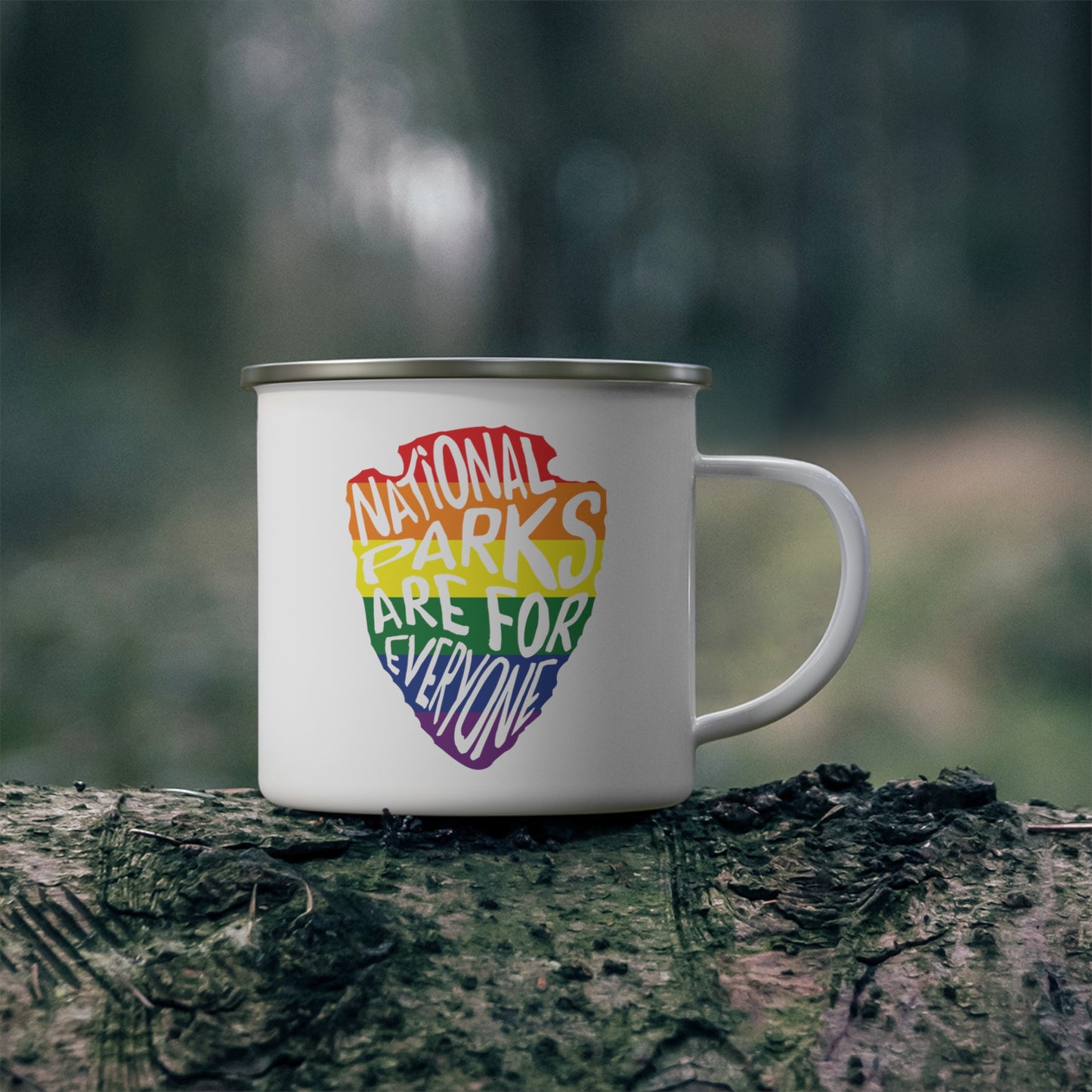National Parks are for Everyone Pride Enamel Camping Mug - Arrowhead