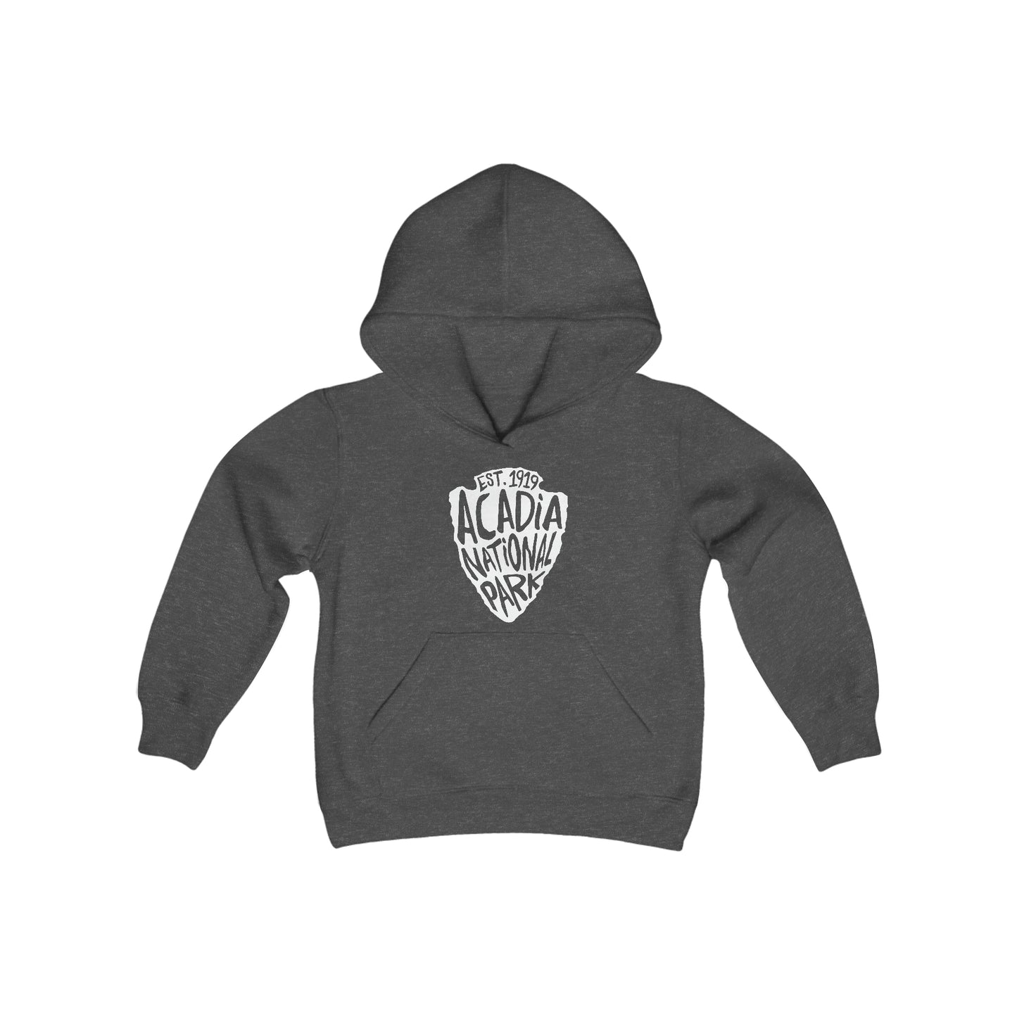 Acadia National Park Kids Hoodie - Arrowhead Chunky Text