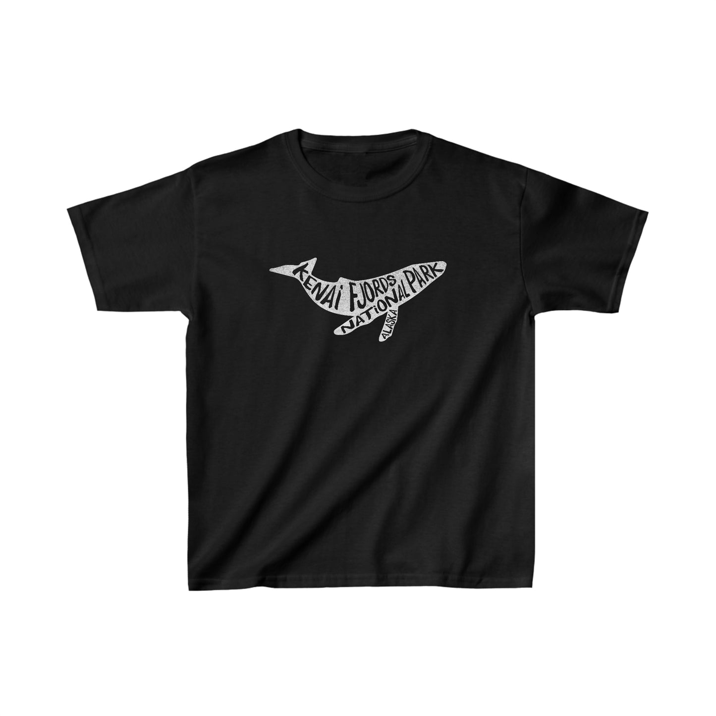 Kenai Fjords National Park Child T-Shirt - Humpback Whale Chunky Text