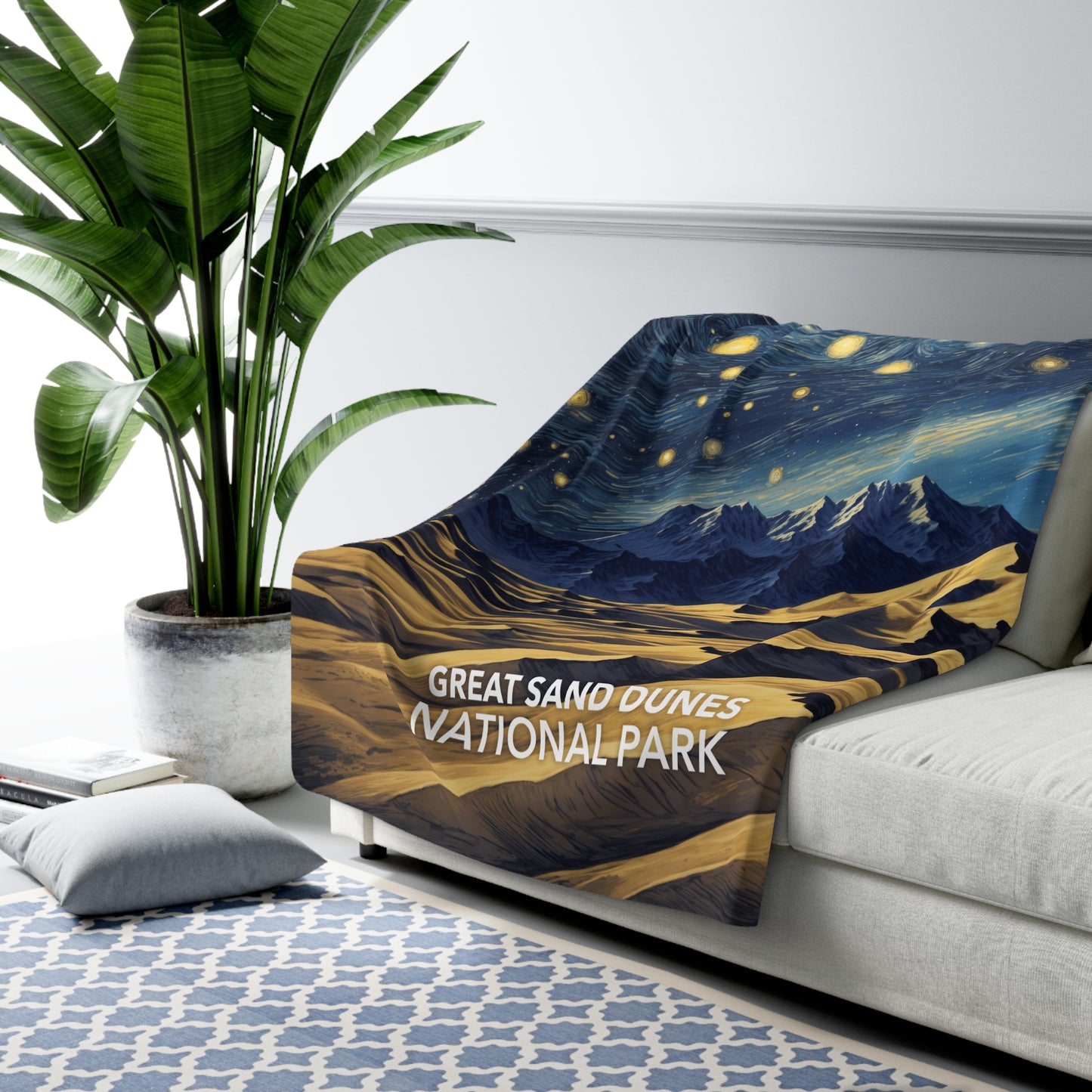 Great Sand Dunes National Park Sherpa Blanket - The Starry Night