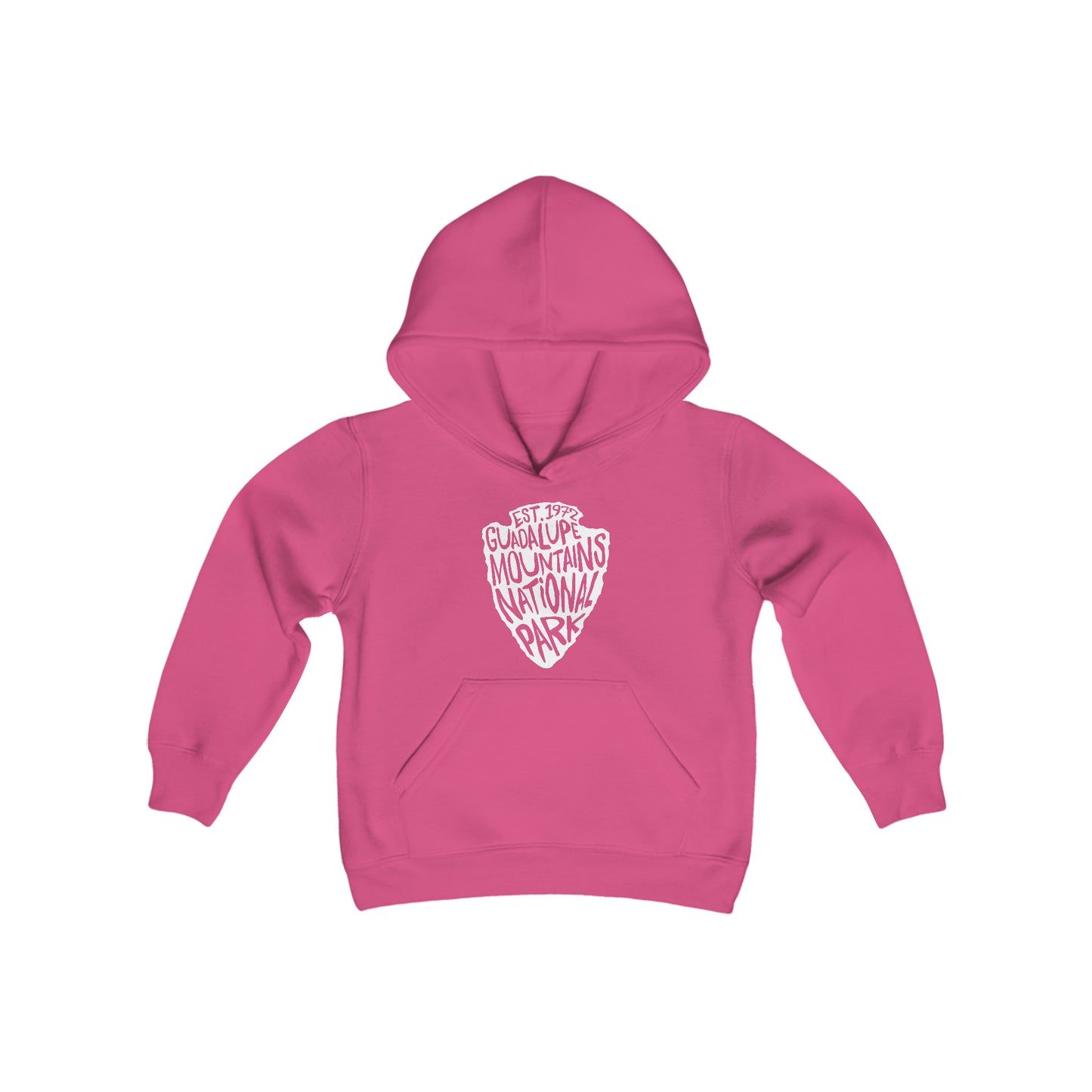 Guadalupe Mountains National Park Kids Hoodie - Arrowhead Chunky Text