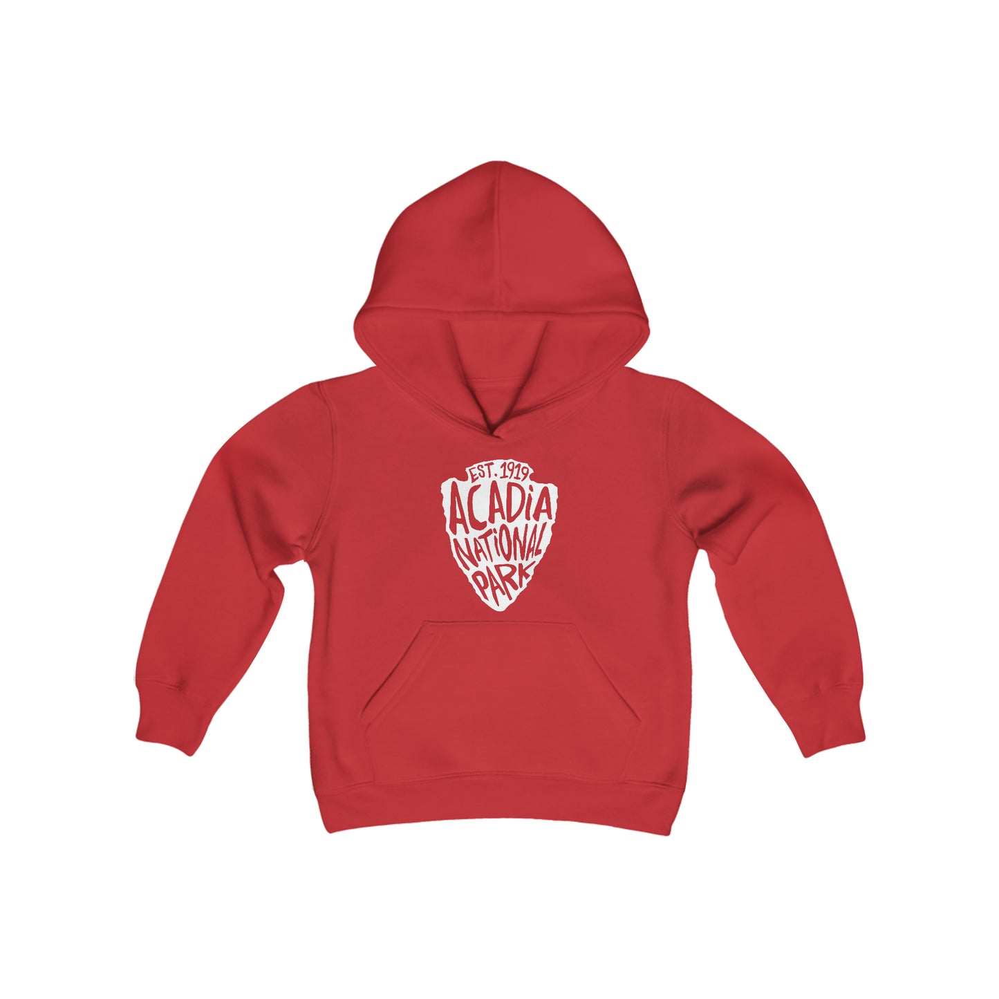 Acadia National Park Kids Hoodie - Arrowhead Chunky Text