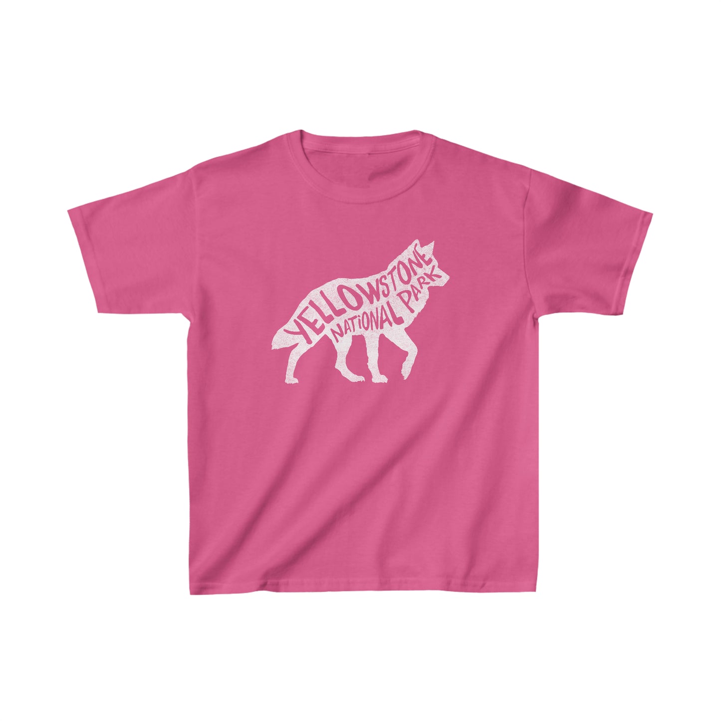 Yellowstone National Park Child T-Shirt - Wolf Chunky Text