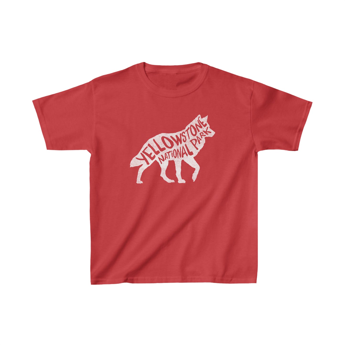 Yellowstone National Park Child T-Shirt - Wolf Chunky Text