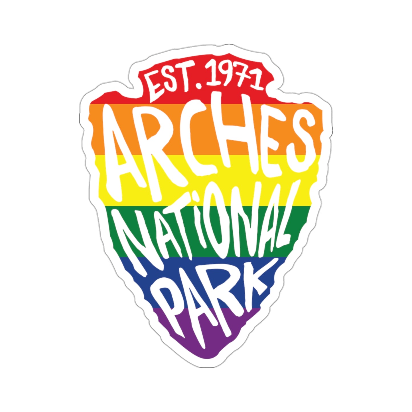 Arches National Park Sticker - Rainbow Arrow Head Design