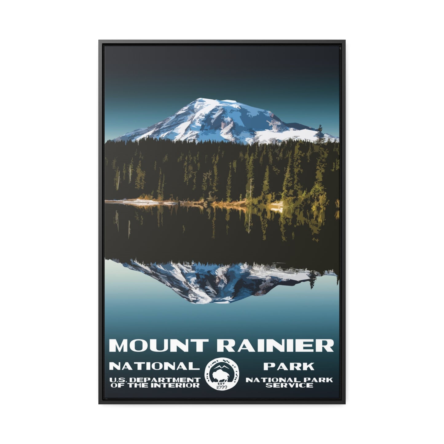 Mount Rainier National Park Framed Canvas - WPA Poster