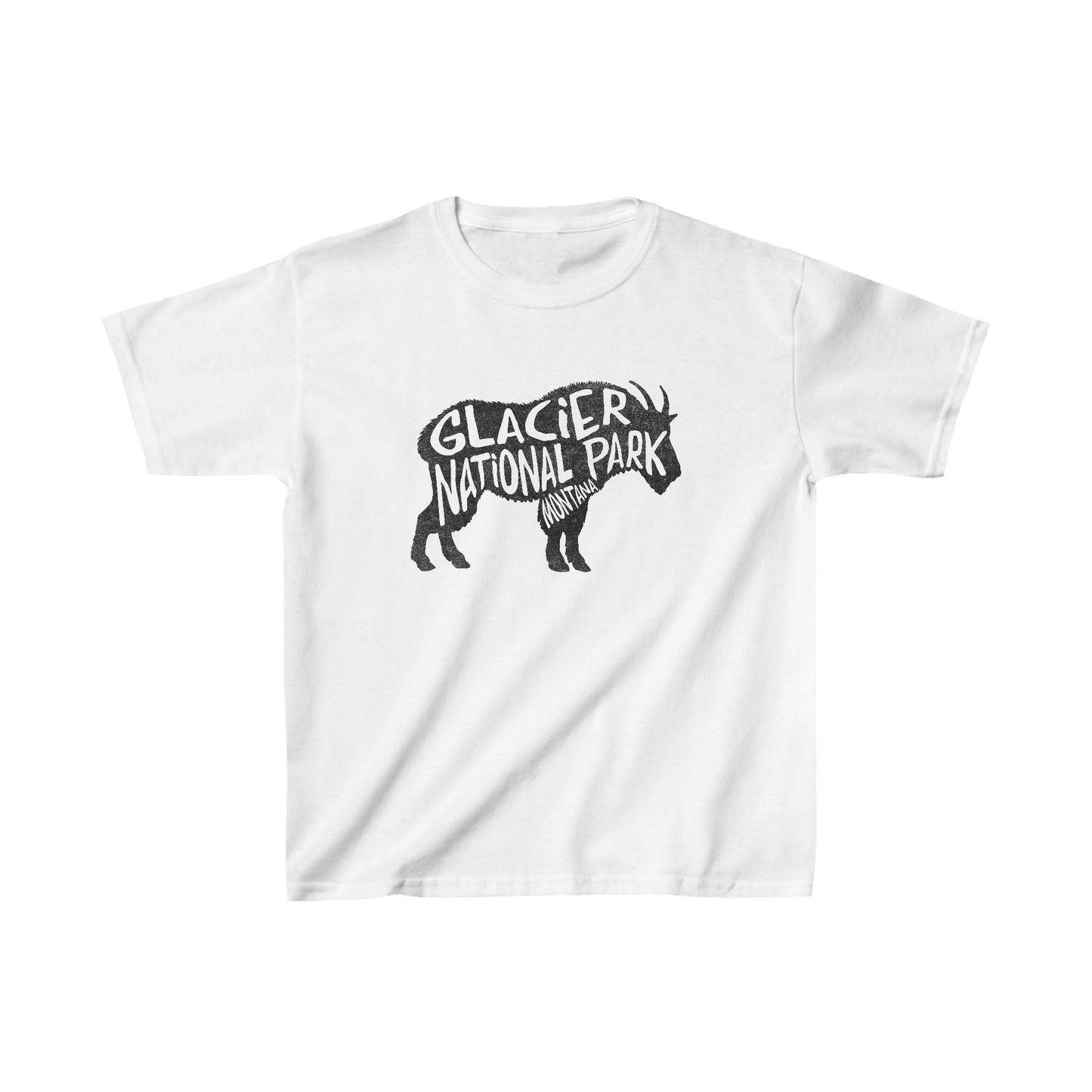 Glacier National Park Child T-Shirt - Mountain Goat Chunky Text