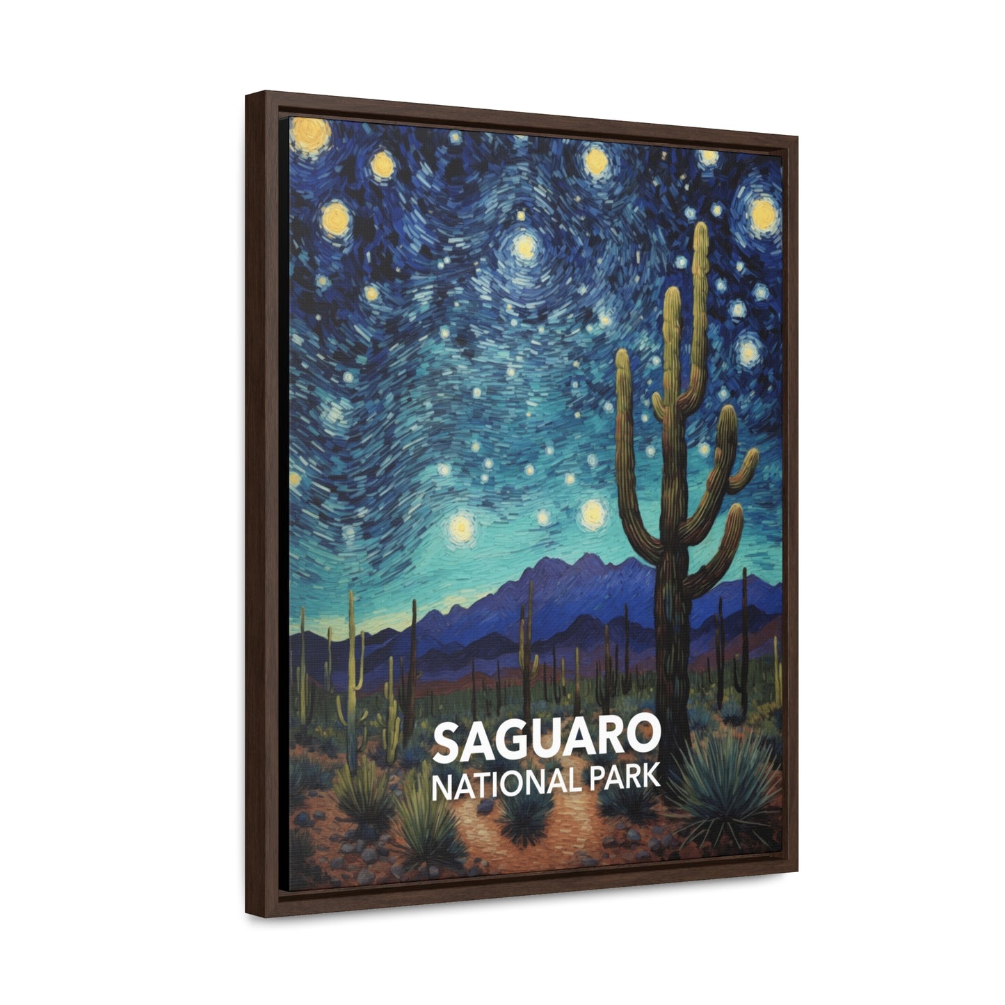 Saguaro National Park Framed Canvas - The Starry Night