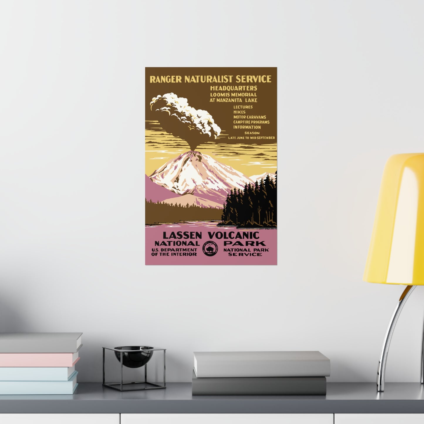 Lassen Volcanic National Park Poster - Vintage WPA Design