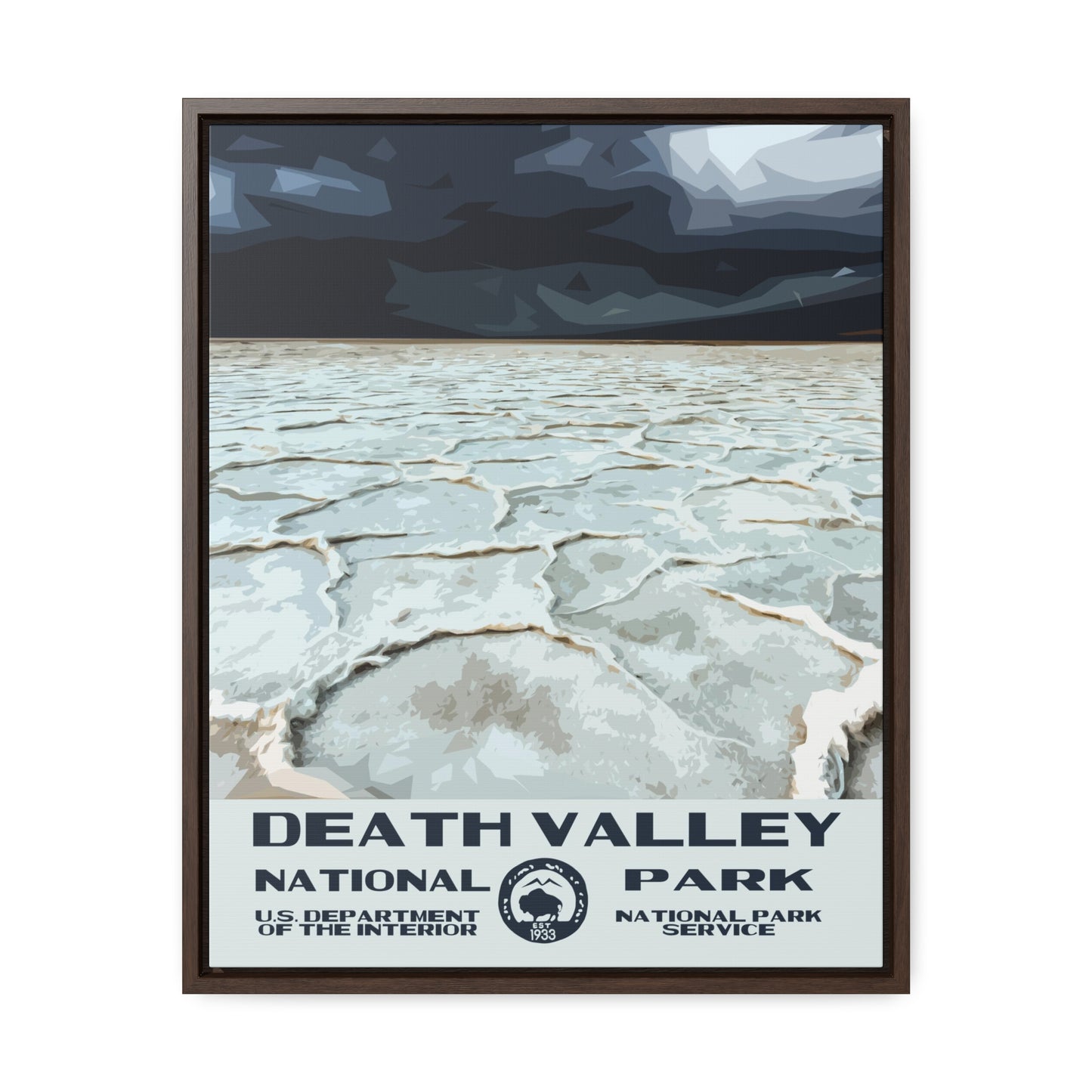 Death Valley National Park Framed Canvas - WPA Poster Badwater Basin