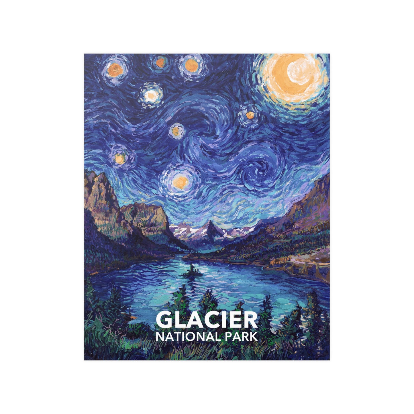 Glacier National Park Poster - Starry Night