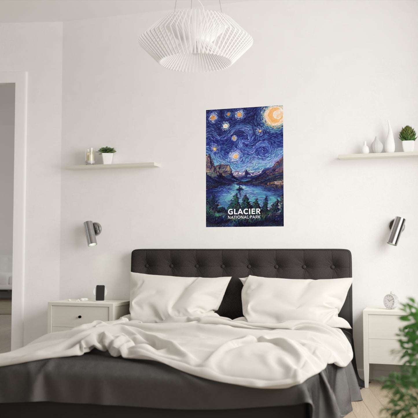 Glacier National Park Poster - Starry Night