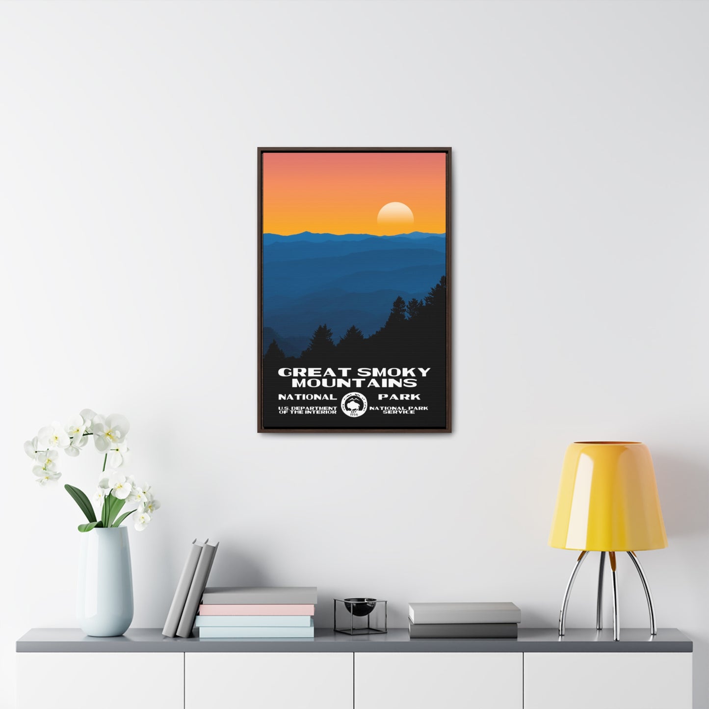 Great Smoky Mountains National Park Framed Canvas - WPA Poster
