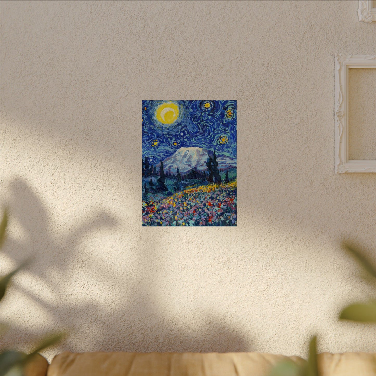 Mount Rainier National Park Starry Night Poster - Premium Textured Paper