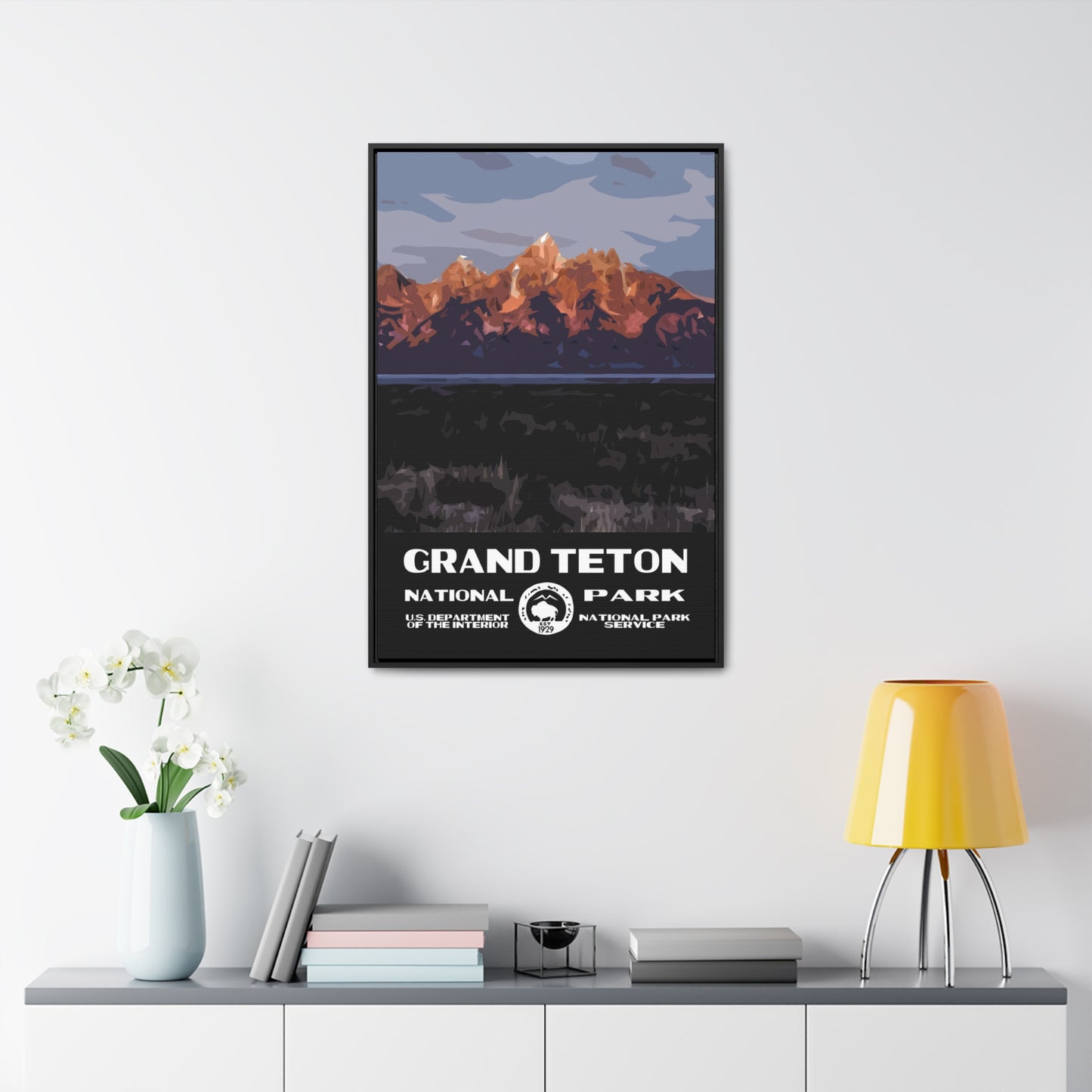Grand Teton National Park Framed Canvas - WPA Poster