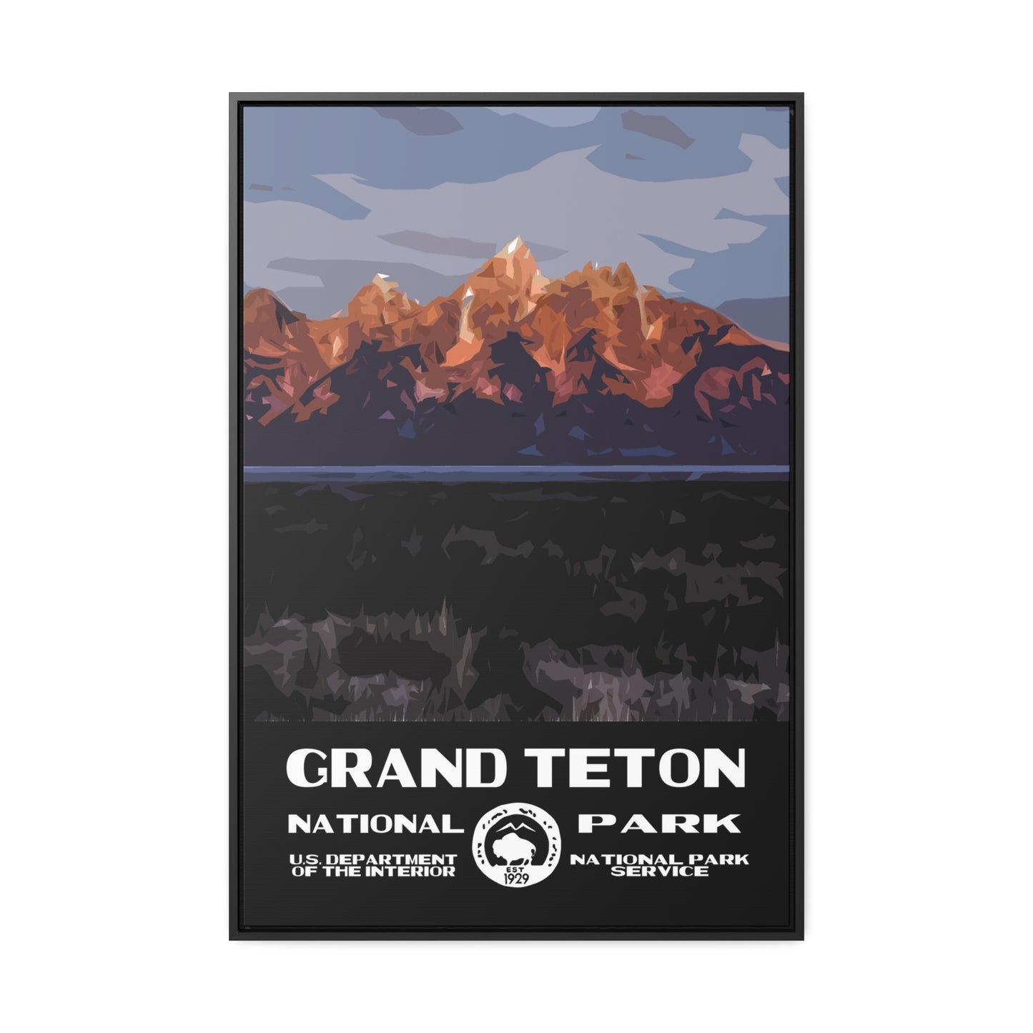 Grand Teton National Park Framed Canvas - WPA Poster