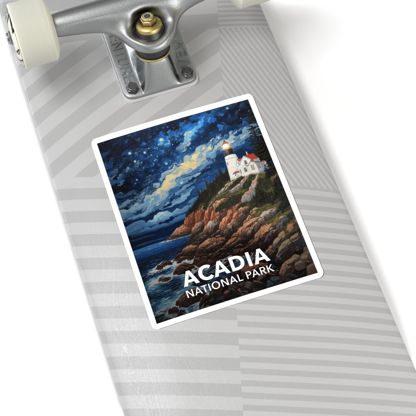 Acadia National Park Sticker - Starry Night Lighthouse