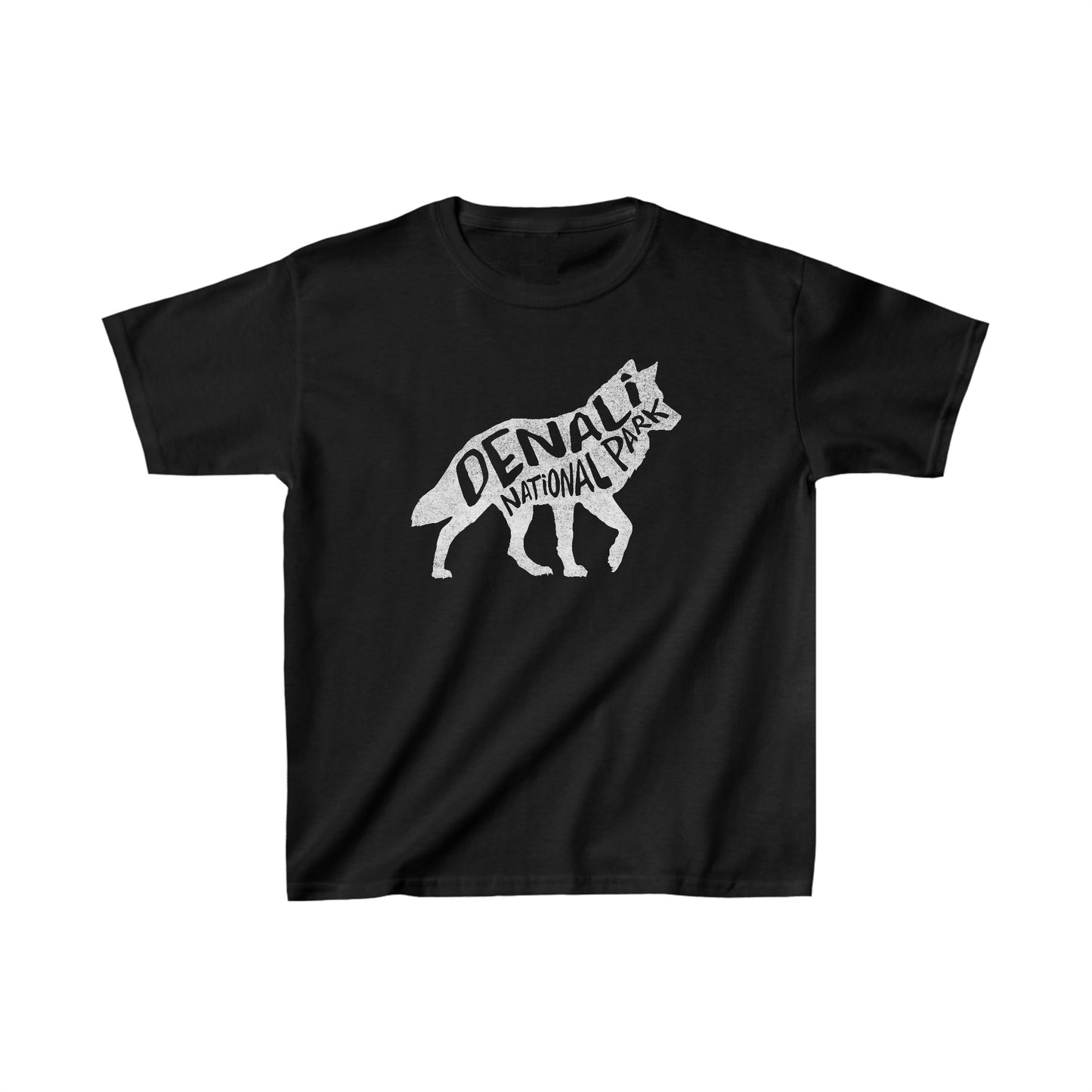 Denali National Park Child T-Shirt - Wolf Chunky Text