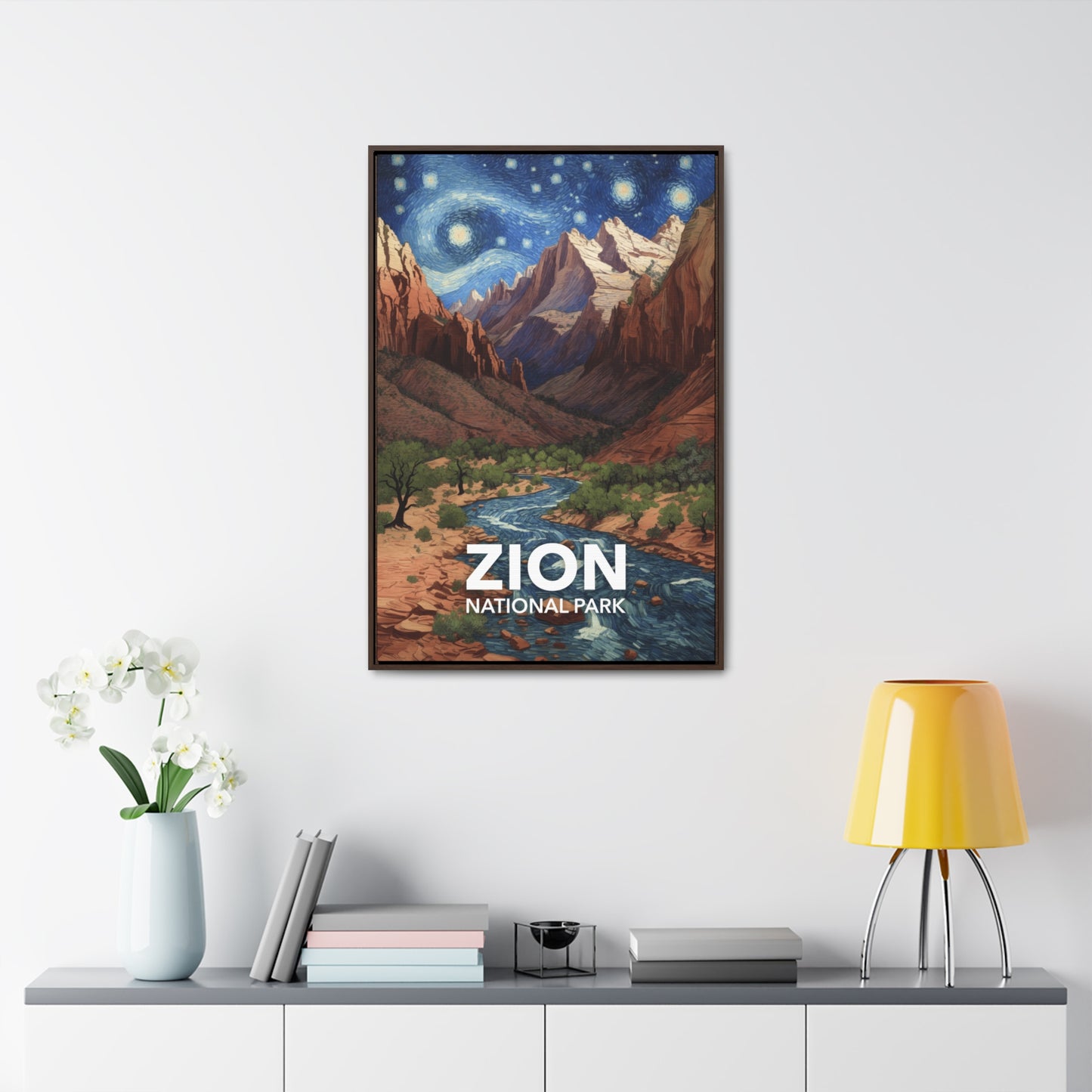 Zion National Park Framed Canvas - The Starry Night