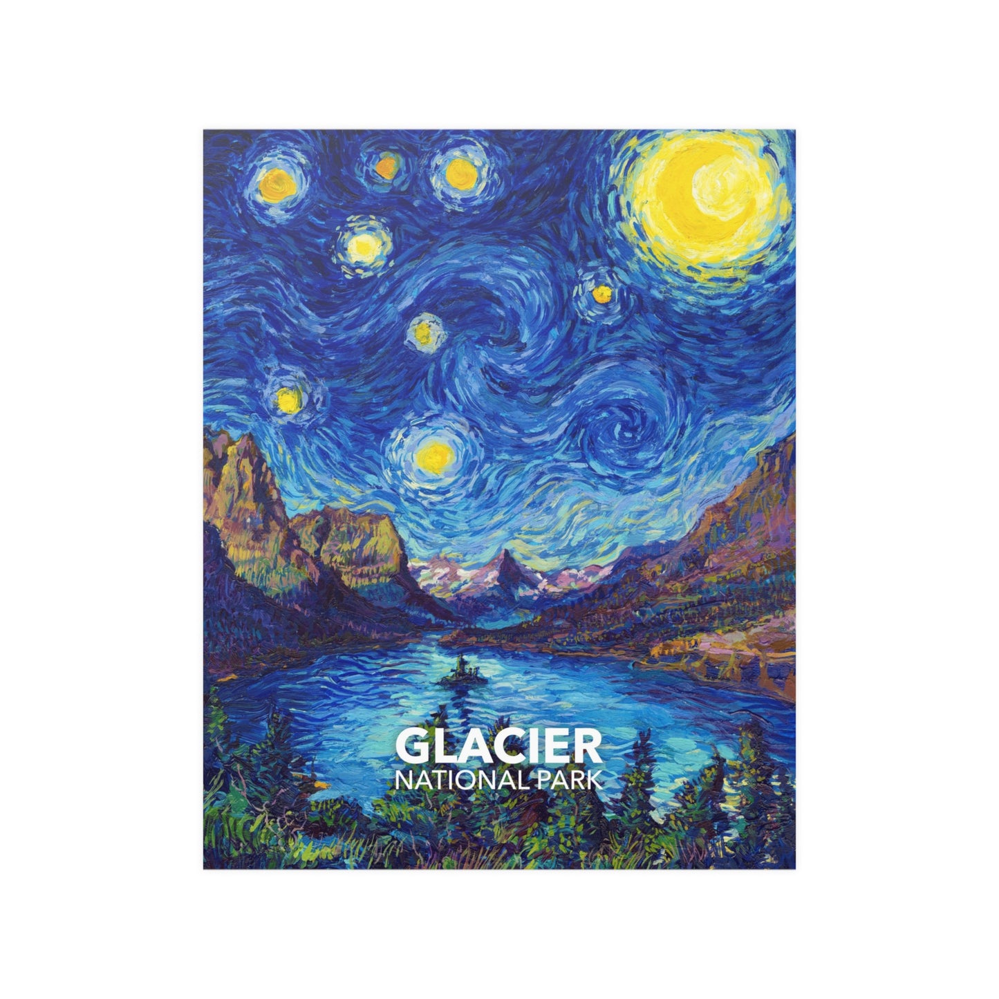 Glacier National Park Poster - Starry Night