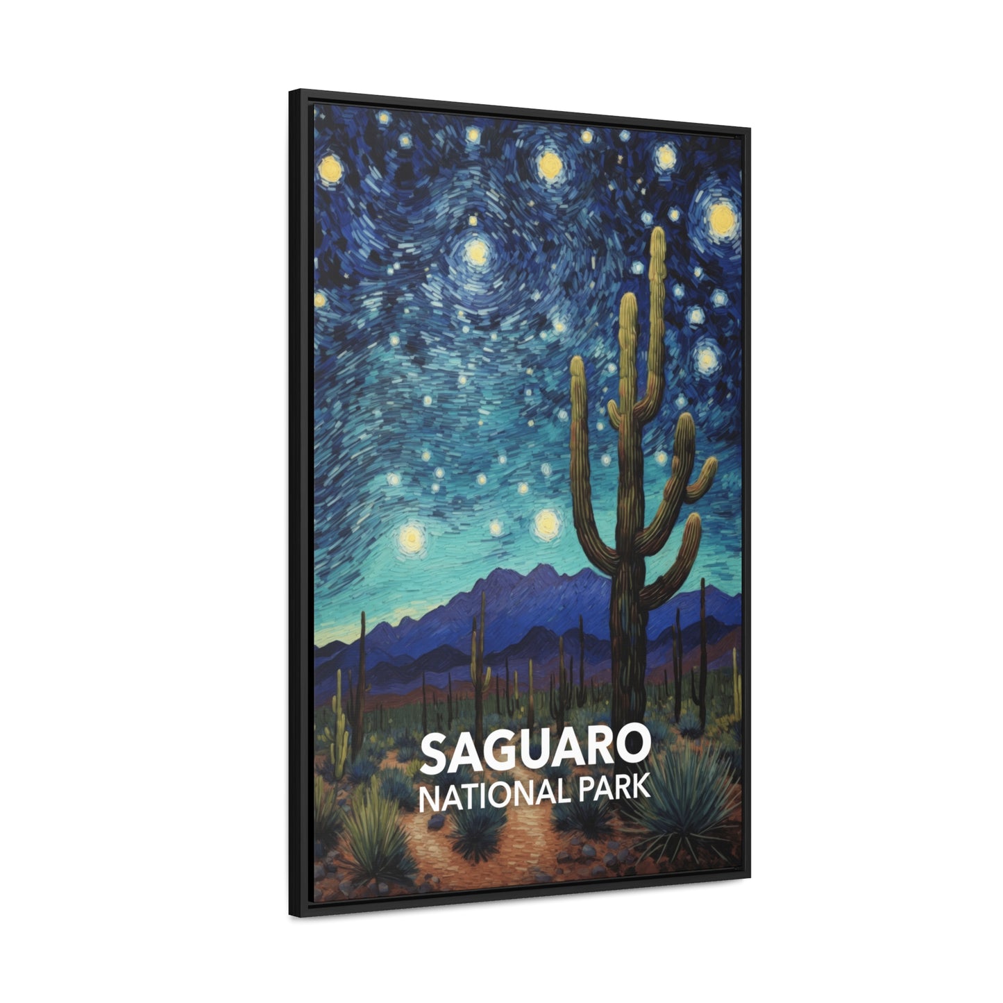 Saguaro National Park Framed Canvas - The Starry Night